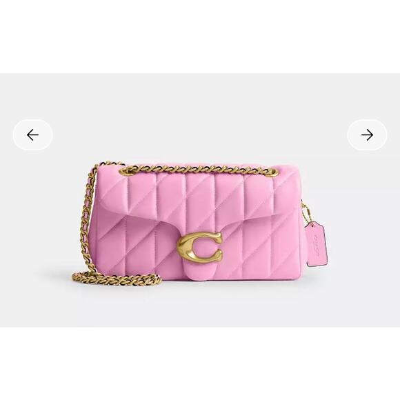 Coach Handbags - Coach Tabby Shoulder Bag 26 With Pillow Quilting in Brass Flower Pink